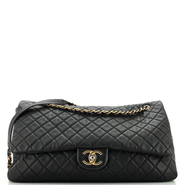 Chanel Airlines CC Flap Bag Quilted Calfskin XXL Black 2108611