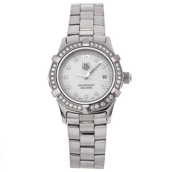 Tag Heuer Aquaracer 300M Quartz Watch Stainless Steel with Diamond Bezel and Markers and Mother of Pearl 27