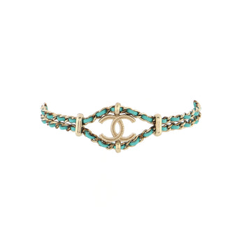Chanel Chain CC Logo Bracelet Metal with Leather