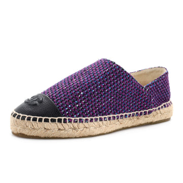 Chanel Women's CC Logo Cap Toe Espadrilles Tweed with Leather