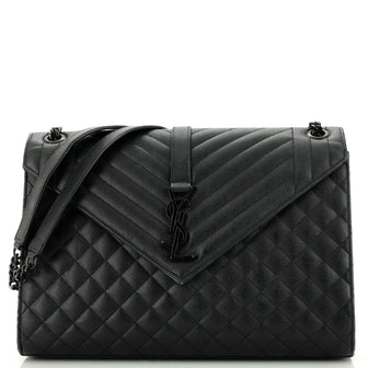Saint Laurent Classic Monogram Envelope Satchel Mixed Matelasse Leather Large