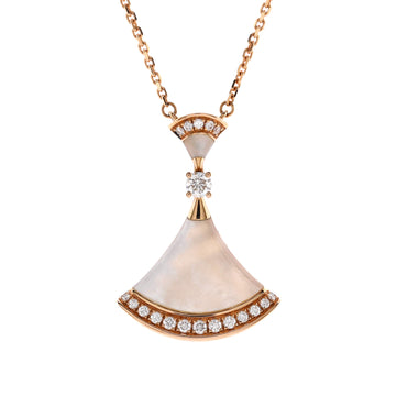 Bvlgari Divas' Dream Pendant Necklace 18K Rose Gold with Mother of Pearl and Diamonds Large
