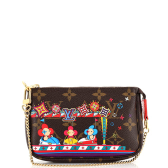 Louis Vuitton Pochette Accessoires Limited Edition Vivienne Xmas Monogram Canvas Mini