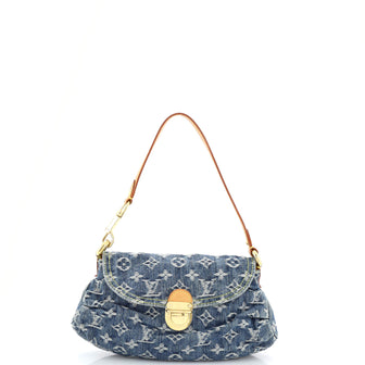 Louis Vuitton Pleaty Handbag Denim Mini