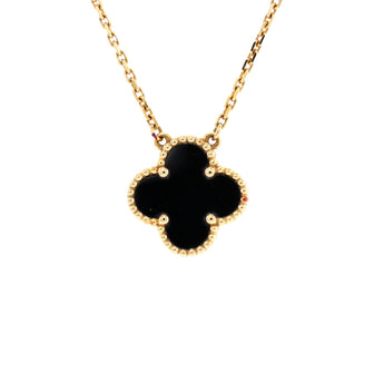Van Cleef & Arpels Vintage Alhambra Pendant Necklace 18K Yellow Gold and Onyx