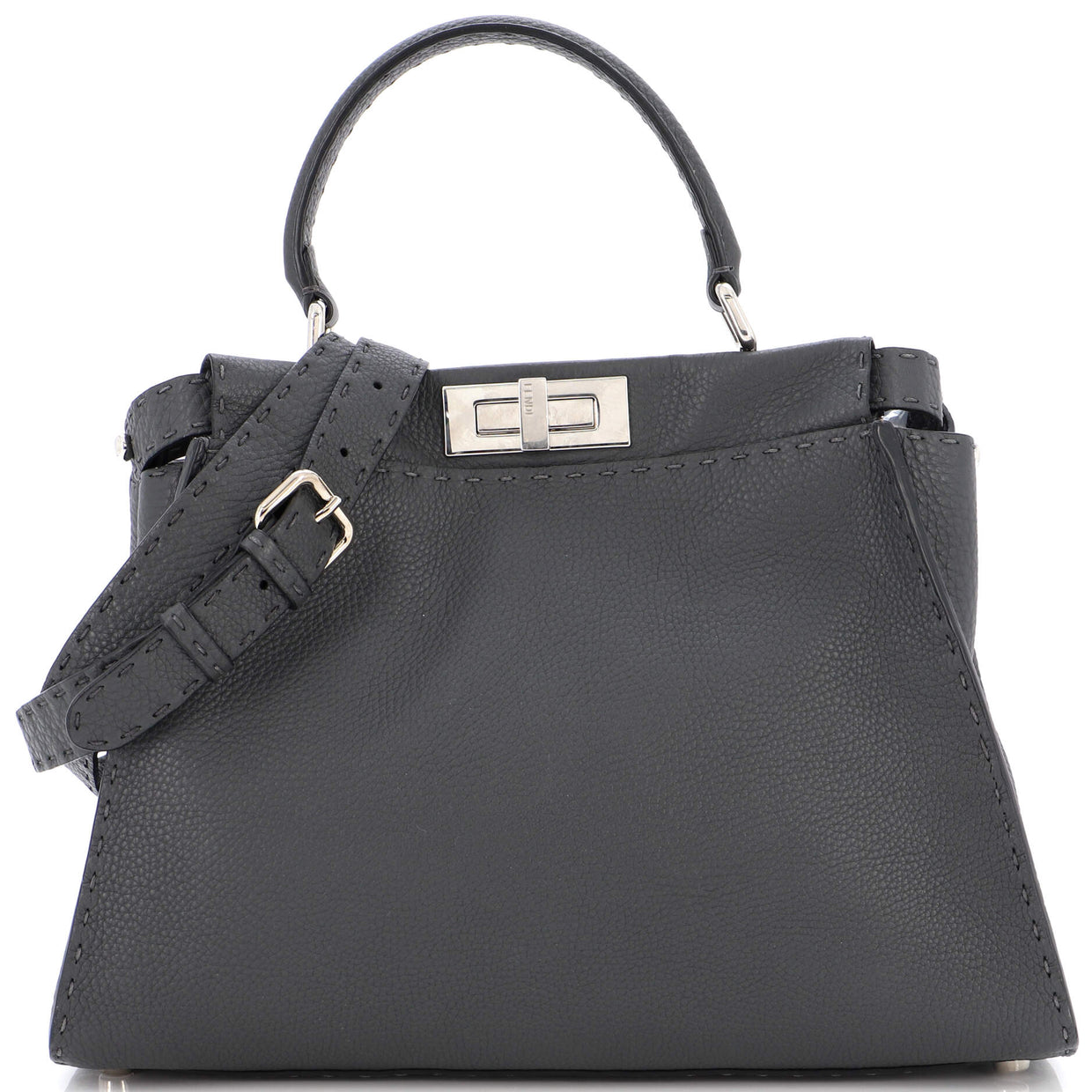 Fendi Selleria Peekaboo Bag Leather Medium Gray 2109381