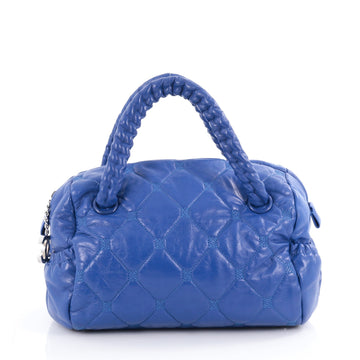 Chanel Hidden Chain Bowler Quilted Leather Small Blue