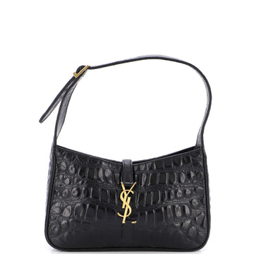 Saint Laurent Le 5 a 7 Hobo Crocodile Embossed Leather Small