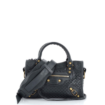 Balenciaga City Classic Studs Bag Perforated Leather Mini