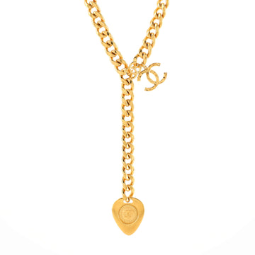 Chanel CC Heart Lariat Necklace Metal