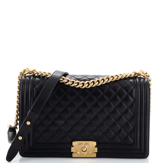 Chanel Boy Flap Bag Quilted Lambskin Old Medium