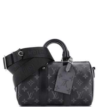 Louis Vuitton Keepall Bandouliere Bag Reverse Monogram Eclipse Canvas 25