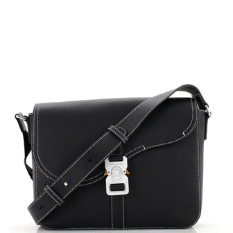 Christian Dior Saddle Buckle Flap Messenger Bag Leather Small