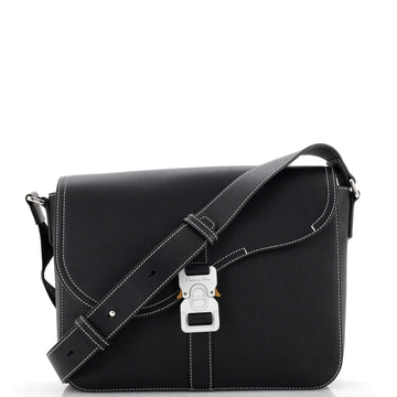 Christian Dior Saddle Buckle Flap Messenger Bag Leather Small
