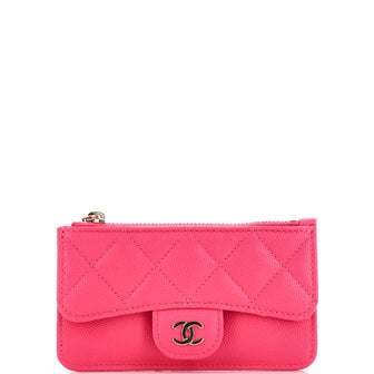 Chanel Flap Zip Card Holder Quilted Caviar