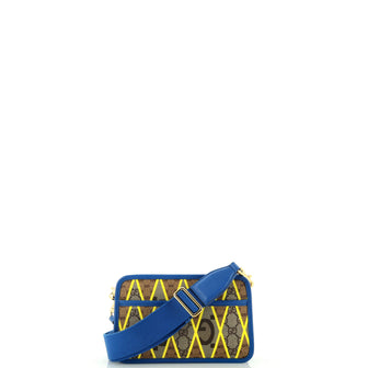 Gucci Zip Crossbody Bag Rhombus GG Coated Canvas and Leather Mini
