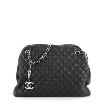 Chanel Just Mademoiselle Handbag Quilted Caviar Large Black