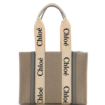Chloe Woody Tote Canvas with Leather Medium