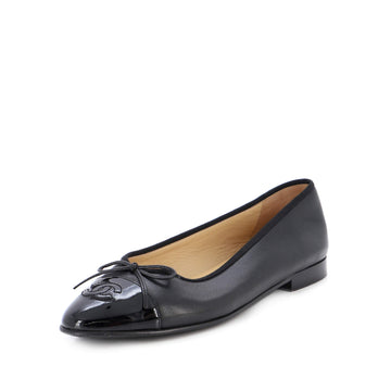 Chanel Women's CC Cap Toe Bow Ballerina Flats Leather and Patent