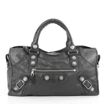 Balenciaga Part Time Giant Studs Handbag Leather Gray 2112102