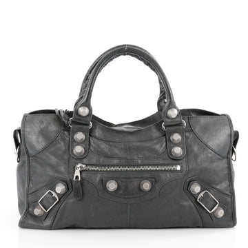 Balenciaga Part Time Giant Studs Handbag Leather Gray 2112102