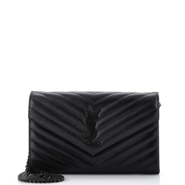 Saint Laurent Classic Monogram Wallet on Chain Matelasse Chevron Leather Medium