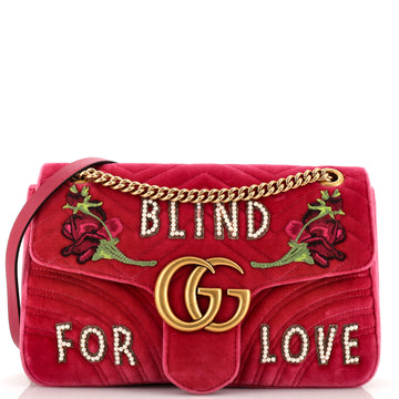 Gucci GG Marmont Flap Bag Embroidered Matelasse Velvet Medium