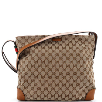 Gucci Web Loop Shoulder Bag GG Canvas Large