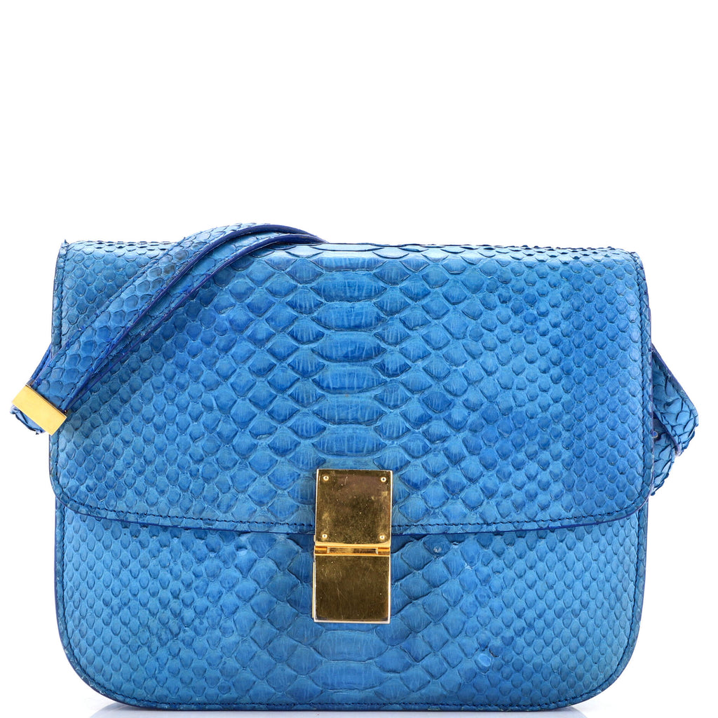 Celine Blue Python Medium Classic Box Bag Celine