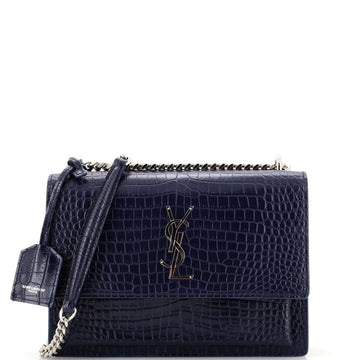 Saint Laurent Sunset Crossbody Bag Crocodile Embossed Leather Medium