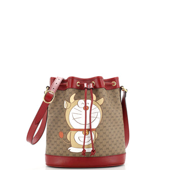 Gucci Doraemon Bucket Bag Printed Mini GG Coated Canvas Small
