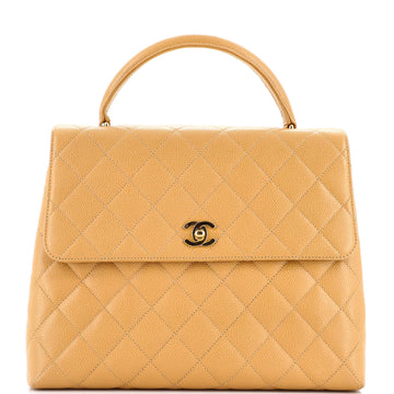 Chanel Vintage Classic Top Handle Flap Bag Quilted Caviar Jumbo