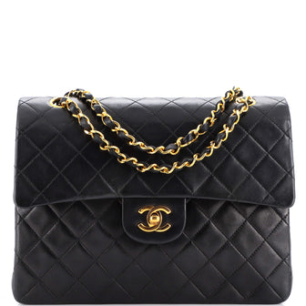 Chanel Vintage Square Classic Double Flap Bag Quilted Leather