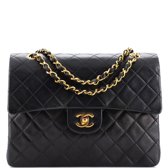 Chanel Vintage Square Classic Double Flap Bag Quilted Leather Medium