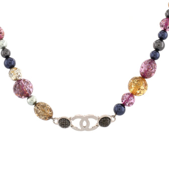 Chanel CC Long Chain Necklace Metal with Beads and Resin Multicolor 21130637