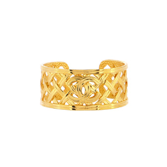 Chanel Vintage Cut-Out Quilted Cuff Bracelet Metal