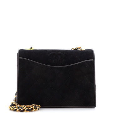 Chanel Vintage CC Chain Full Flap Bag Quilted Suede Small