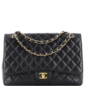 Chanel Classic Single Flap Bag Quilted Caviar Maxi