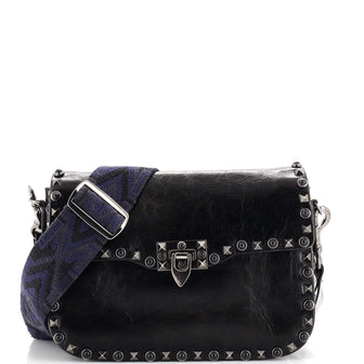 Valentino Garavani Rolling Rockstud Crossbody Bag Leather with Cabochons Medium