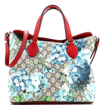 Gucci Signature Fold Over Tote Blooms Print GG Coated Canvas Medium
