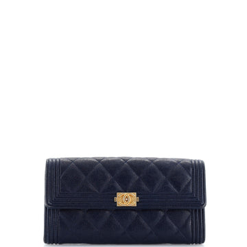 Chanel Boy Flap Wallet Quilted Caviar Long
