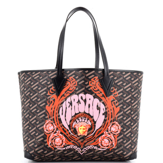 Versace Shopping Tote La Greca Signature Coated Canvas Medium