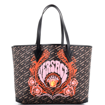 Versace Shopping Tote La Greca Signature Coated Canvas Medium