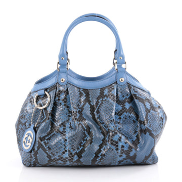 Gucci Sukey Tote Python Medium Blue 211350