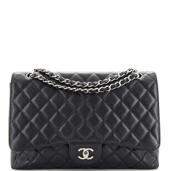 Chanel Classic Single Flap Bag Quilted Caviar Maxi