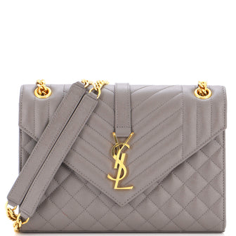 Saint Laurent Classic Monogram Envelope Satchel Mixed Matelasse Leather Medium
