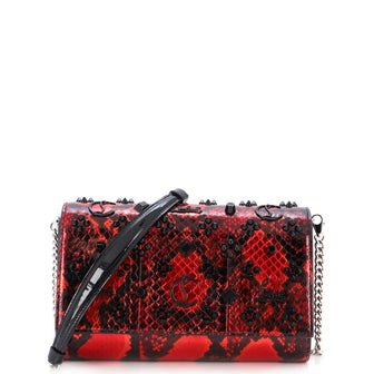 Christian Louboutin Paloma Embellished Leather Clutch in Red