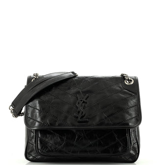 Saint Laurent Niki Chain Flap Bag Matelasse Chevron Leather Medium