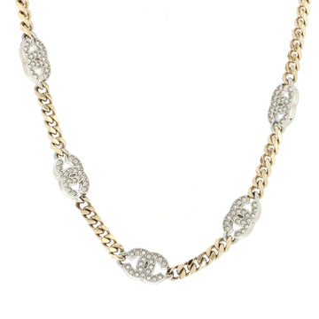 Chanel CC Link Choker Necklace Metal with Crystals