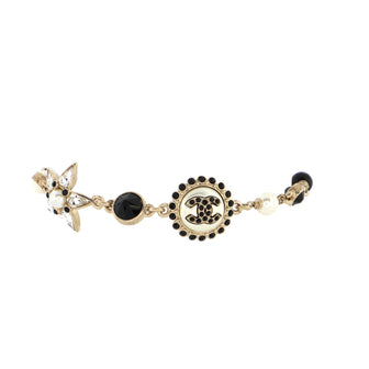 Chanel CC Charm Bracelet Metal with Faux Pearls, Beads and Crystals